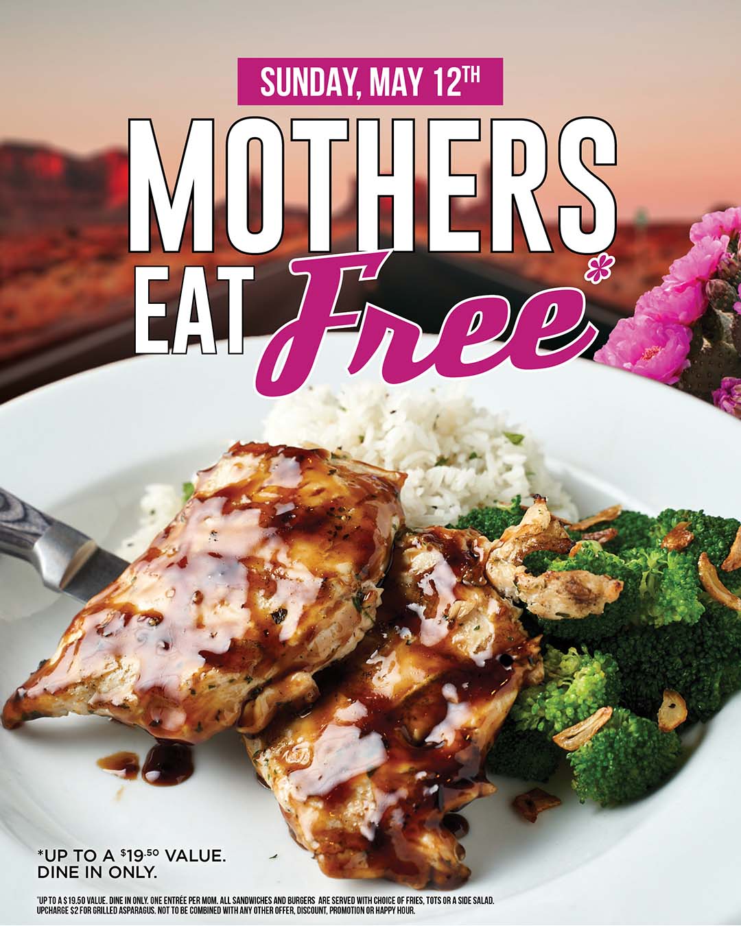 Moms eat Free on Mother's Day